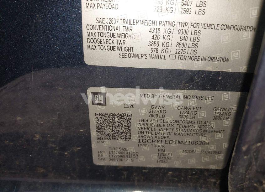 Photo 9 of 2021 Chevrolet Silverado 1500 4WD SHORT BED LT TRAIL BOSS (VIN 1GCPYFED1MZ166308)