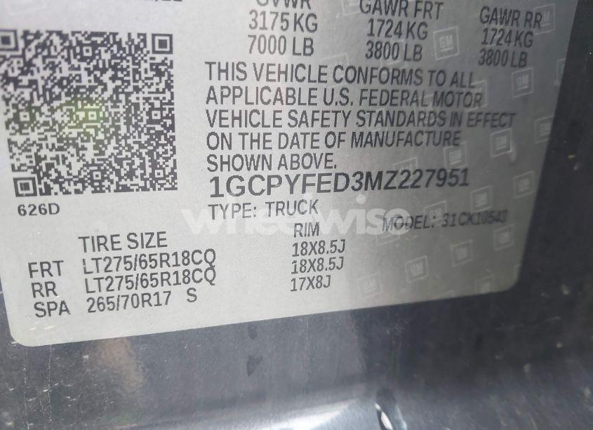 Photo 9 of 2021 Chevrolet Silverado 1500 4WD SHORT BED LT TRAIL BOSS (VIN 1GCPYFED3MZ227951)