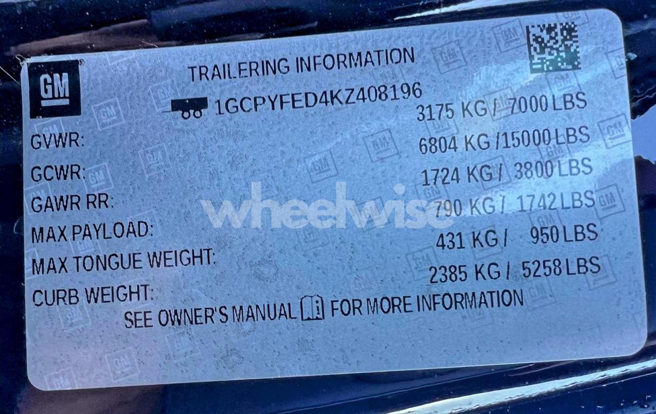 Photo 10 of 2019 CHEVROLET SILVERADO K1500 LT TRAIL BOSS (VIN 1GCPYFED4KZ408196)