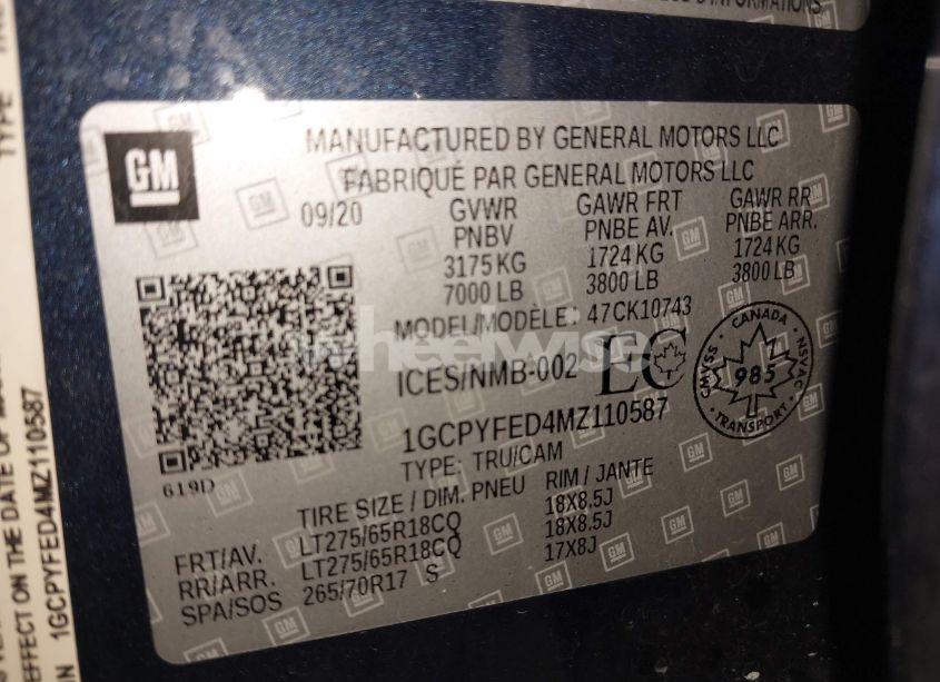 Photo 9 of 2021 Chevrolet Silverado 1500 (VIN 1GCPYFED4MZ110587)