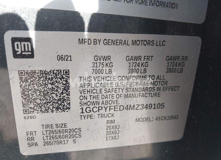 Photo 9 of 2021 Chevrolet Silverado 1500 4WD SHORT BED LT TRAIL BOSS (VIN 1GCPYFED4MZ349105)