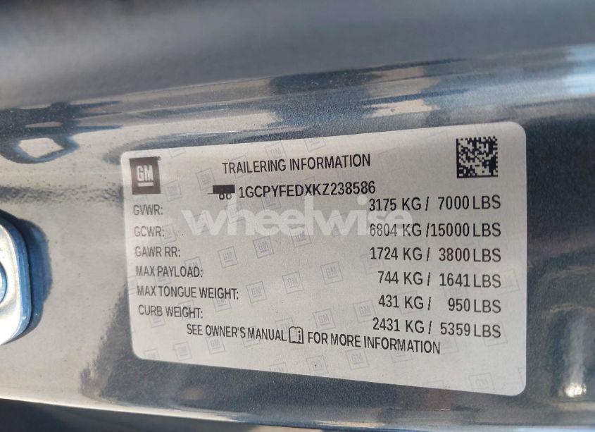 Photo 9 of 2019 Chevrolet Silverado 1500 LT TRAIL BOSS (VIN 1GCPYFEDXKZ238586)