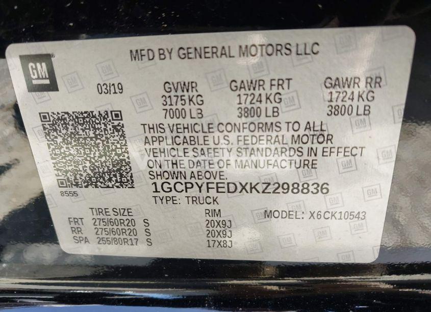 Photo 9 of 2019 Chevrolet Silverado 1500 LT TRAIL BOSS (VIN 1GCPYFEDXKZ298836)