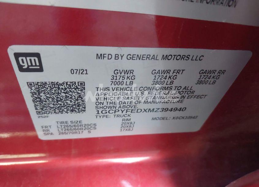 Photo 9 of 2021 Chevrolet Silverado 1500 4WD SHORT BED LT TRAIL BOSS (VIN 1GCPYFEDXMZ394940)