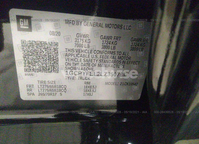 Photo 9 of 2020 Chevrolet Silverado 1500 4WD SHORT BED LT TRAIL BOSS (VIN 1GCPYFEL2LZ350761)