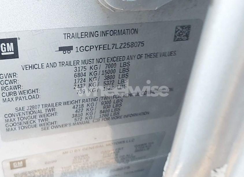 Photo 9 of 2020 Chevrolet Silverado 1500 4WD SHORT BED LT TRAIL BOSS (VIN 1GCPYFEL7LZ258075)