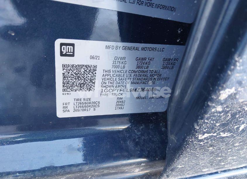 Photo 9 of 2021 Chevrolet Silverado 1500 4WD SHORT BED LT TRAIL BOSS (VIN 1GCPYFEL9MZ364089)