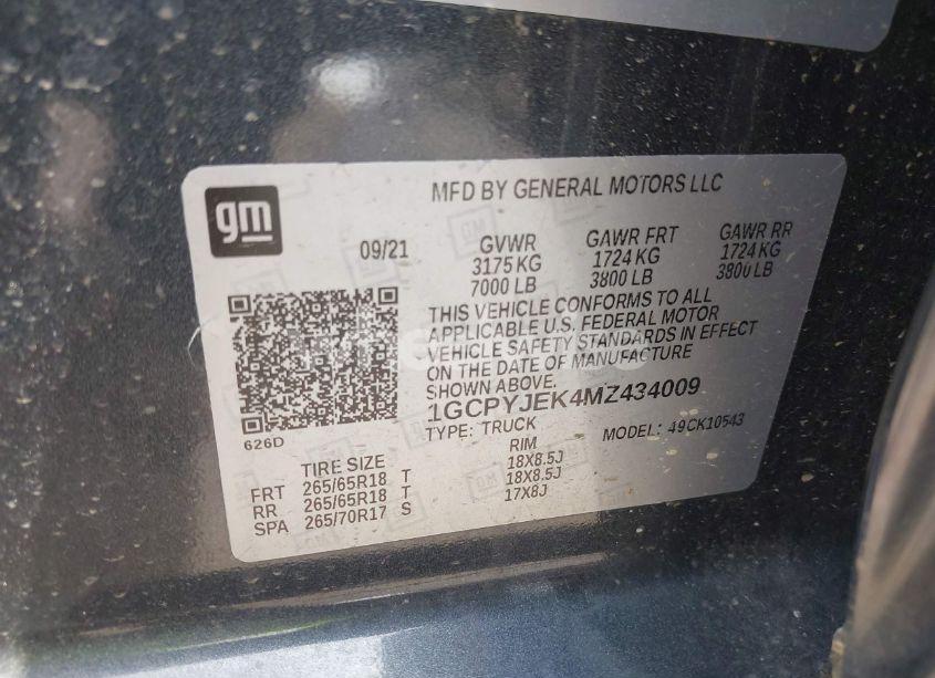 Photo 9 of 2021 Chevrolet Silverado 1500 4WD SHORT BED LT WITH 2FL (VIN 1GCPYJEK4MZ434009)