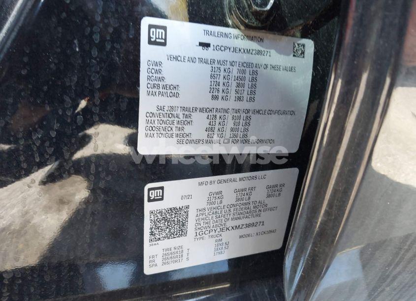 Photo 9 of 2021 Chevrolet Silverado 1500 4WD SHORT BED LT WITH 2FL (VIN 1GCPYJEKXMZ389271)