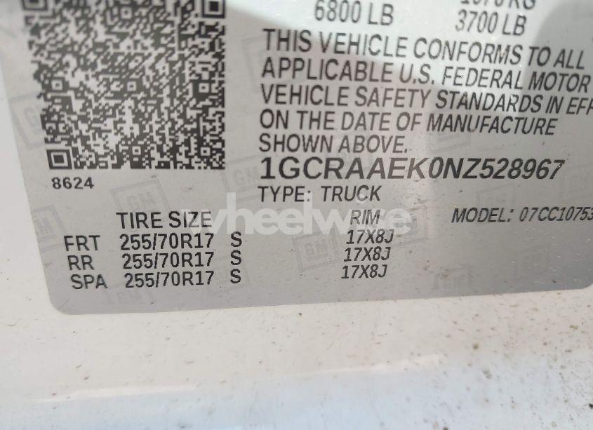 Photo 9 of 2022 Chevrolet Silverado 1500 2WD DOUBLE CAB STANDARD BED WT (VIN 1GCRAAEK0NZ528967)