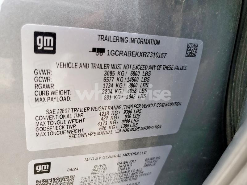 Photo 10 of 2024 CHEVROLET SILVERADO C1500 CUSTOM (VIN 1GCRABEKXRZ******)