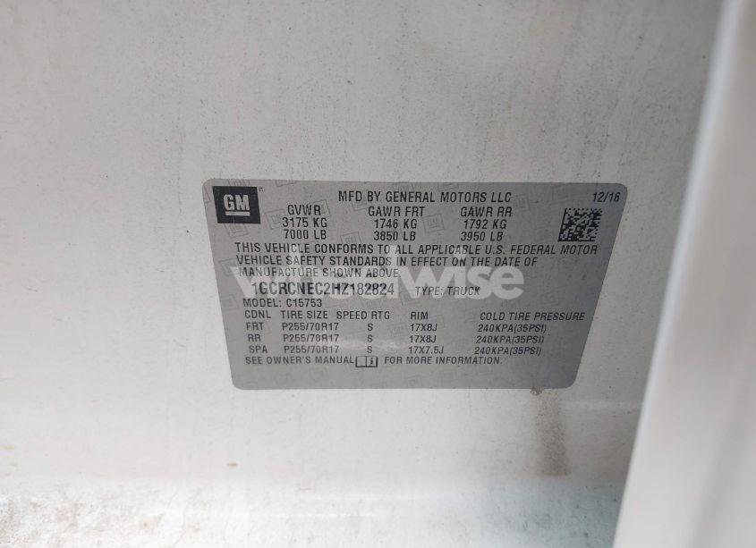 Photo 9 of 2017 Chevrolet Silverado 1500 WT (VIN 1GCRCNEC2HZ182824)