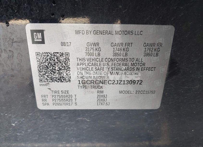 Photo 9 of 2018 Chevrolet Silverado 1500 WT (VIN 1GCRCNEC2JZ130972)