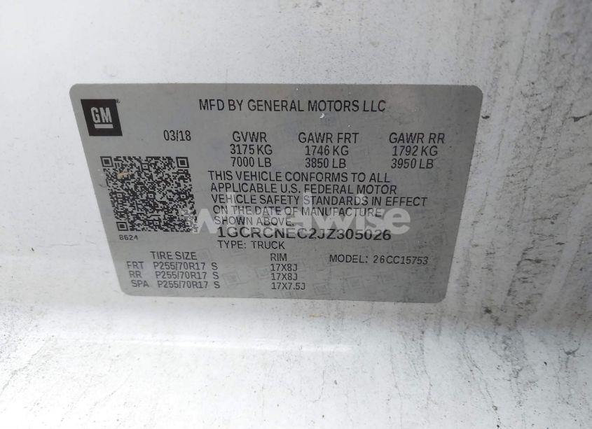 Photo 9 of 2018 Chevrolet Silverado 1500 WT (VIN 1GCRCNEC2JZ305026)