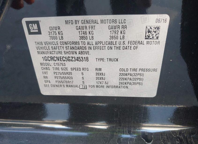 Photo 9 of 2016 Chevrolet Silverado 1500 WT (VIN 1GCRCNEC5GZ345318)