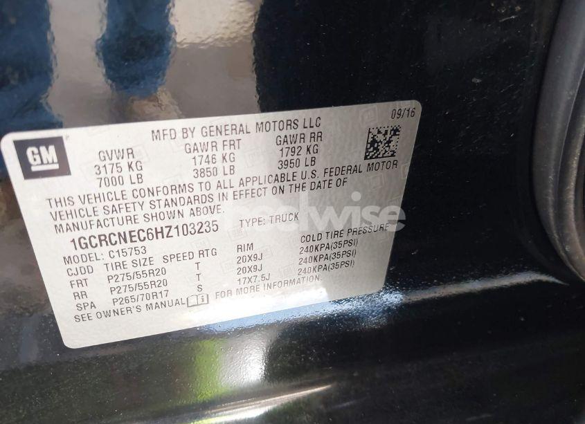 Photo 9 of 2017 Chevrolet Silverado 1500 WT (VIN 1GCRCNEC6HZ103235)