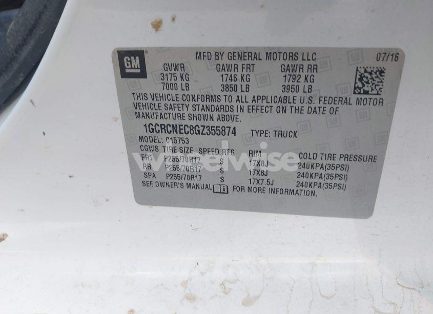 Photo 9 of 2016 Chevrolet Silverado 1500 WT (VIN 1GCRCNEC8GZ355874)