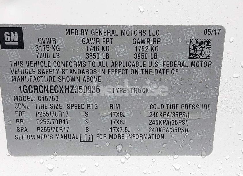 Photo 9 of 2017 Chevrolet Silverado 1500 WT (VIN 1GCRCNECXHZ350936)