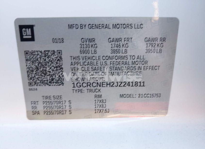 Photo 9 of 2018 Chevrolet Silverado 1500 WT (VIN 1GCRCNEH2JZ241811)