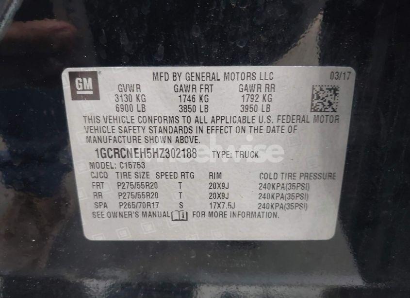 Photo 9 of 2017 Chevrolet Silverado 1500 WT (VIN 1GCRCNEH5HZ302188)