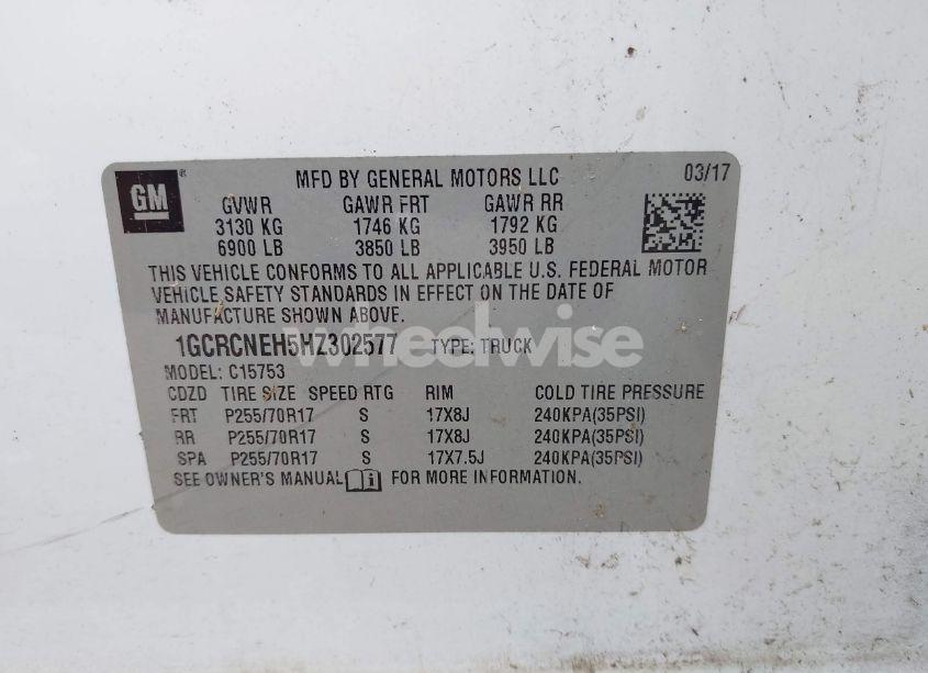 Photo 9 of 2017 Chevrolet Silverado 1500 WT (VIN 1GCRCNEH5HZ302577)