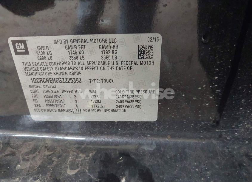 Photo 9 of 2016 Chevrolet Silverado 1500 WT (VIN 1GCRCNEH6GZ225393)