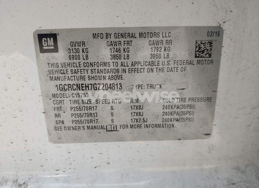 Photo 9 of 2016 Chevrolet Silverado 1500 WT (VIN 1GCRCNEH7GZ204813)