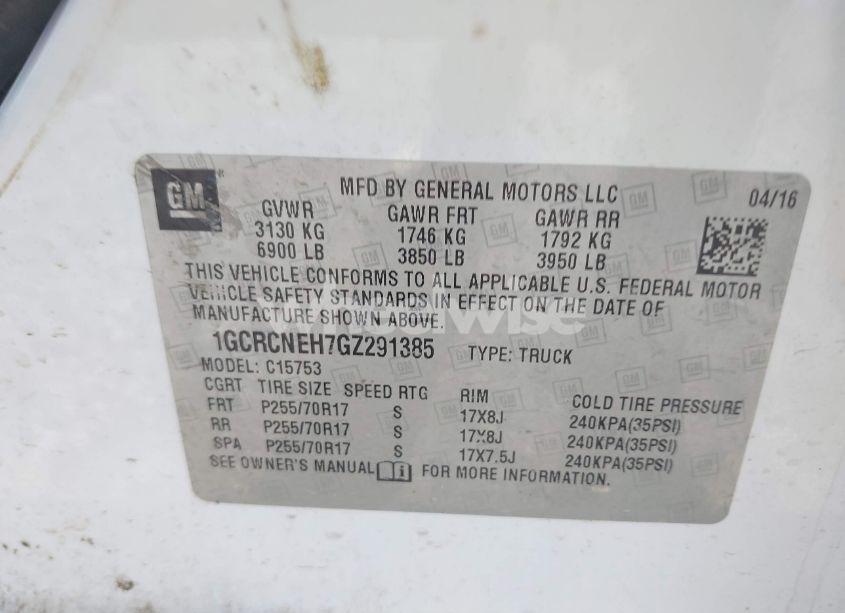 Photo 9 of 2016 Chevrolet Silverado 1500 WT (VIN 1GCRCNEH7GZ291385)