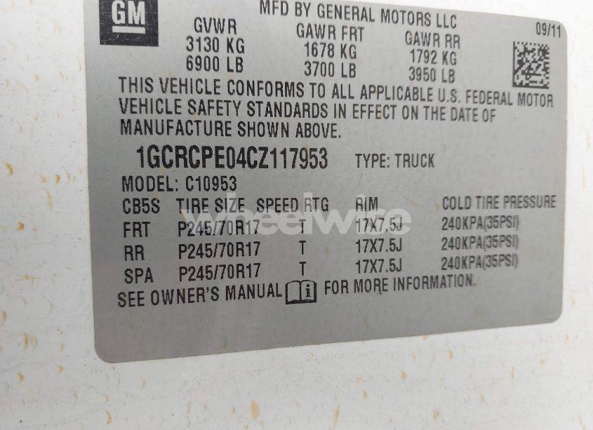 Photo 9 of 2012 Chevrolet Silverado 1500 WORK TRUCK (VIN 1GCRCPE04CZ117953)