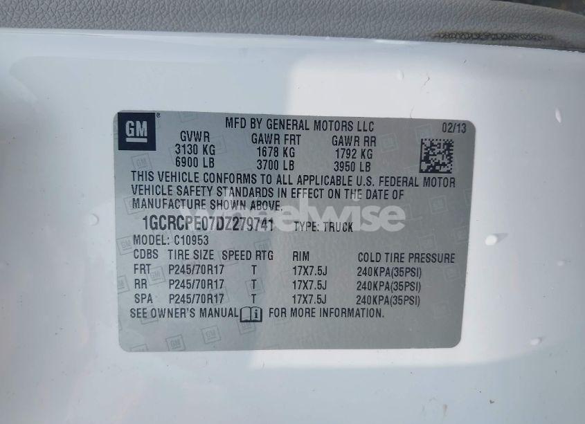 Photo 9 of 2013 Chevrolet Silverado 1500 WORK TRUCK (VIN 1GCRCPE07DZ279741)