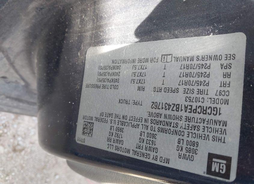 Photo 9 of 2011 Chevrolet Silverado 1500 WORK TRUCK (VIN 1GCRCPEA1BZ431762)