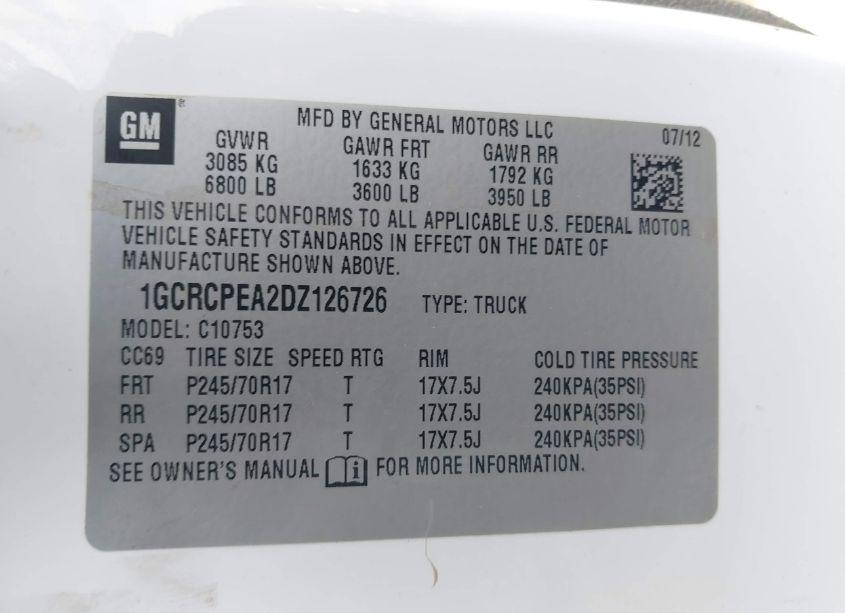 Photo 9 of 2013 Chevrolet Silverado 1500 WORK TRUCK (VIN 1GCRCPEA2DZ126726)