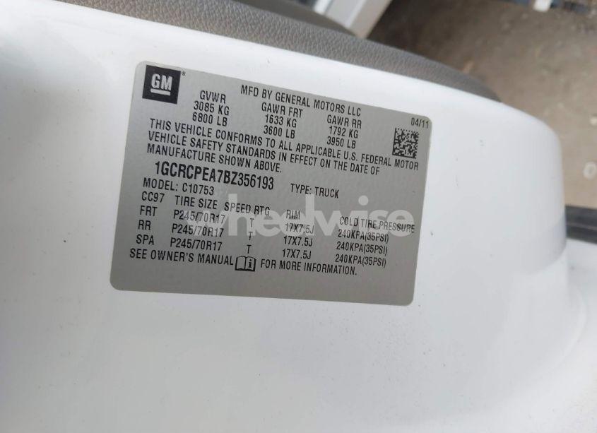 Photo 9 of 2011 Chevrolet Silverado 1500 WORK TRUCK (VIN 1GCRCPEA7BZ356193)