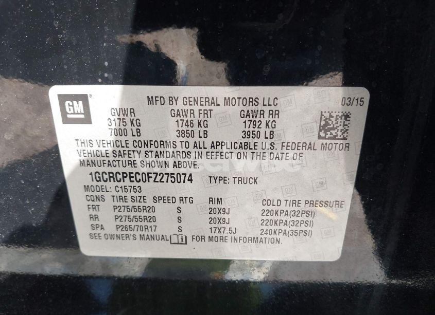 Photo 9 of 2015 Chevrolet Silverado 1500 LS (VIN 1GCRCPEC0FZ275074)