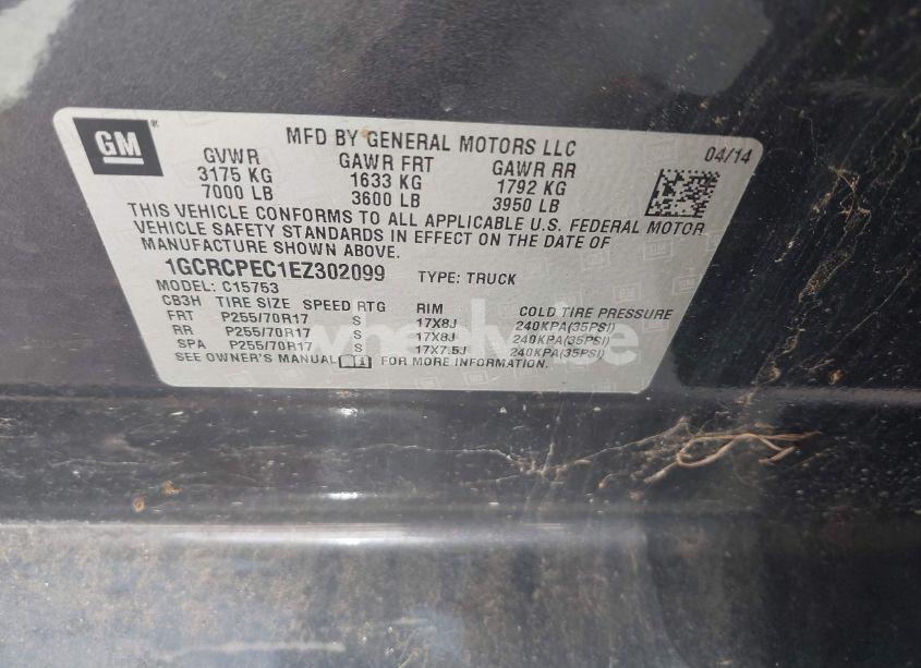 Photo 9 of 2014 Chevrolet Silverado 1500 WORK TRUCK 1WT (VIN 1GCRCPEC1EZ302099)