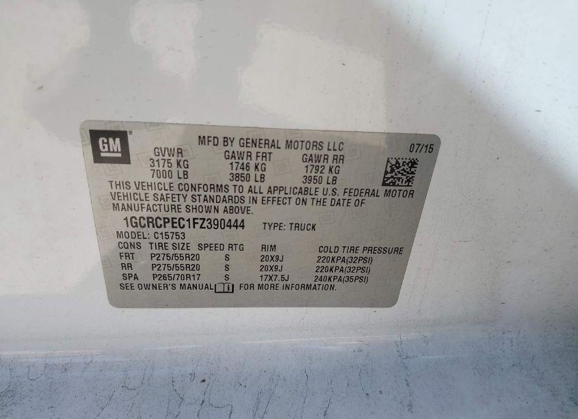 Photo 9 of 2015 Chevrolet Silverado 1500 LS (VIN 1GCRCPEC1FZ390444)