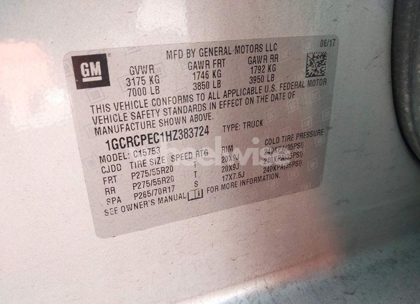 Photo 9 of 2017 Chevrolet Silverado 1500 CUSTOM (VIN 1GCRCPEC1HZ383724)