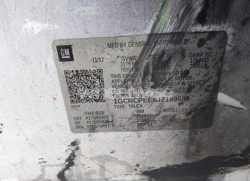 Photo 9 of 2018 Chevrolet Silverado 1500 CUSTOM (VIN 1GCRCPEC6JZ199689)