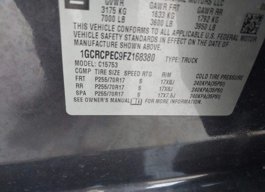 Photo 9 of 2015 Chevrolet Silverado 1500 WT (VIN 1GCRCPEC9FZ168380)