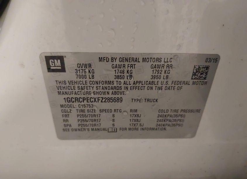 Photo 9 of 2015 Chevrolet Silverado 1500 WT (VIN 1GCRCPECXFZ285689)