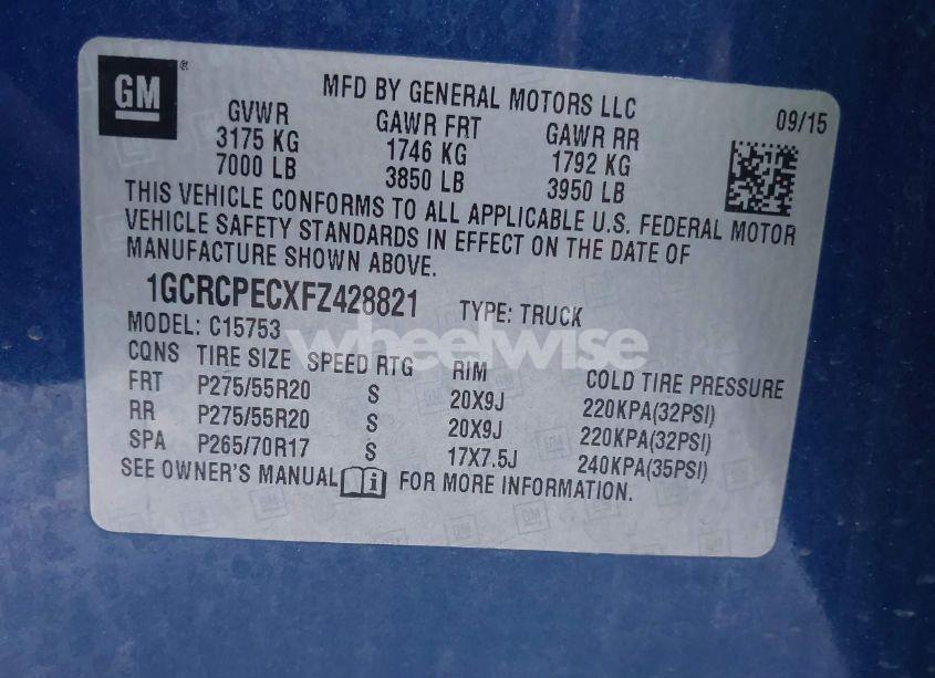 Photo 9 of 2015 Chevrolet Silverado 1500 LS (VIN 1GCRCPECXFZ428821)