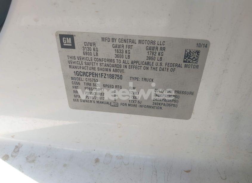 Photo 9 of 2015 Chevrolet Silverado 1500 WT (VIN 1GCRCPEH1FZ188750)