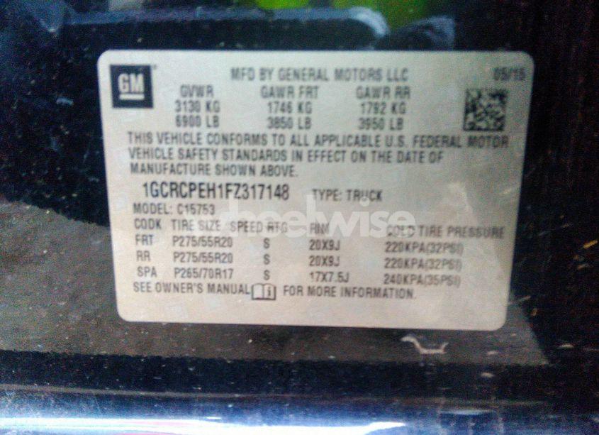 Photo 9 of 2015 Chevrolet Silverado 1500 WT (VIN 1GCRCPEH1FZ317148)