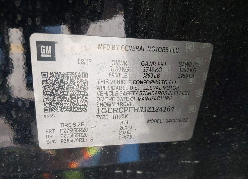 Photo 9 of 2018 Chevrolet Silverado 1500 CUSTOM (VIN 1GCRCPEH3JZ134164)