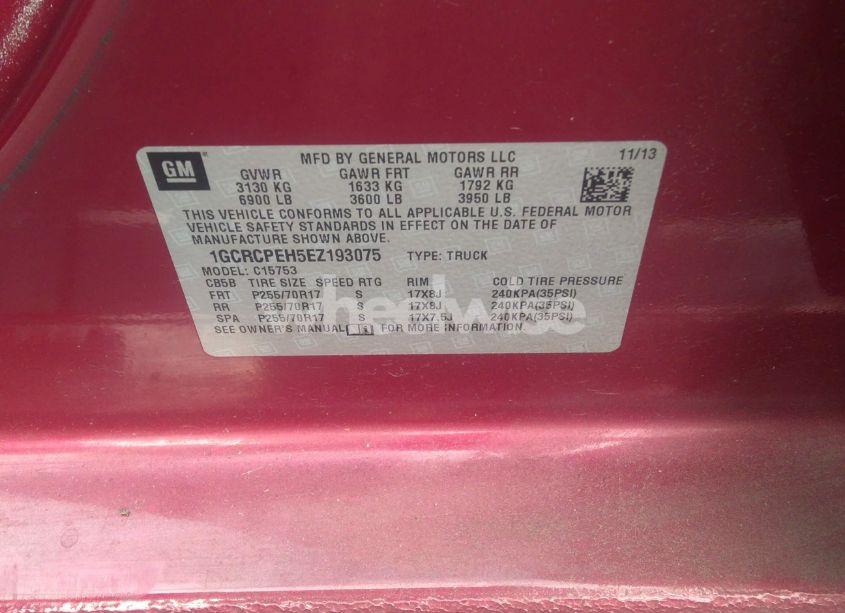 Photo 9 of 2014 Chevrolet Silverado 1500 WORK TRUCK 2WT (VIN 1GCRCPEH5EZ193075)