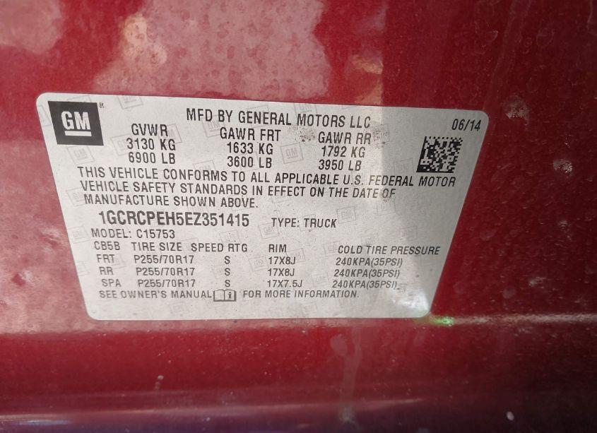 Photo 9 of 2014 Chevrolet Silverado 1500 WORK TRUCK 2WT (VIN 1GCRCPEH5EZ351415)