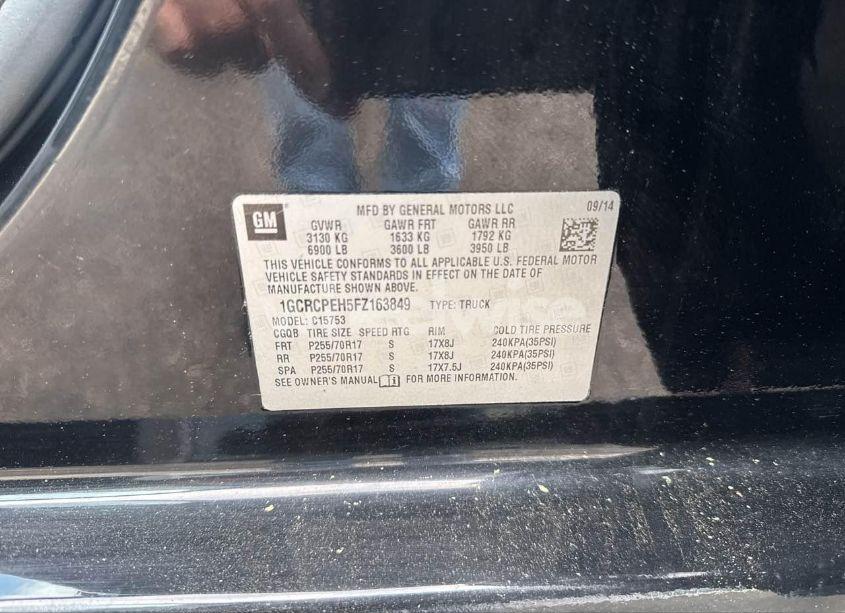Photo 9 of 2015 Chevrolet Silverado C1500 (VIN 1GCRCPEH5FZ163849)