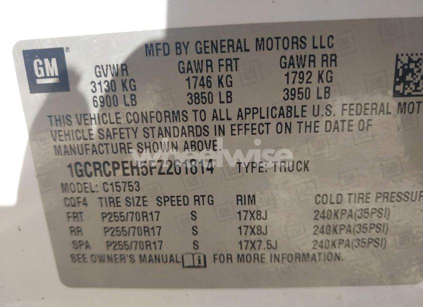 Photo 9 of 2015 Chevrolet Silverado 1500 WT (VIN 1GCRCPEH5FZ261814)