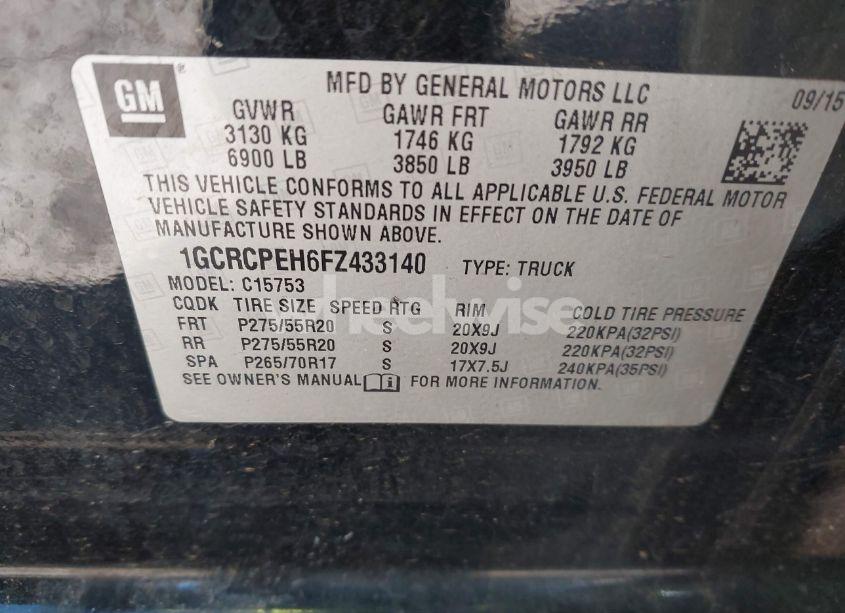 Photo 9 of 2015 Chevrolet Silverado 1500 WT (VIN 1GCRCPEH6FZ433140)