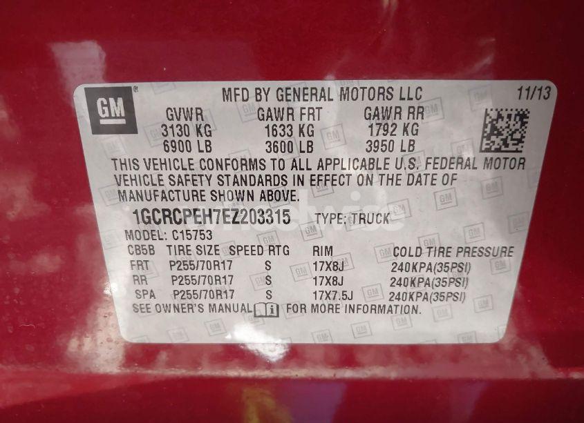 Photo 9 of 2014 Chevrolet Silverado 1500 (VIN 1GCRCPEH7EZ203315)